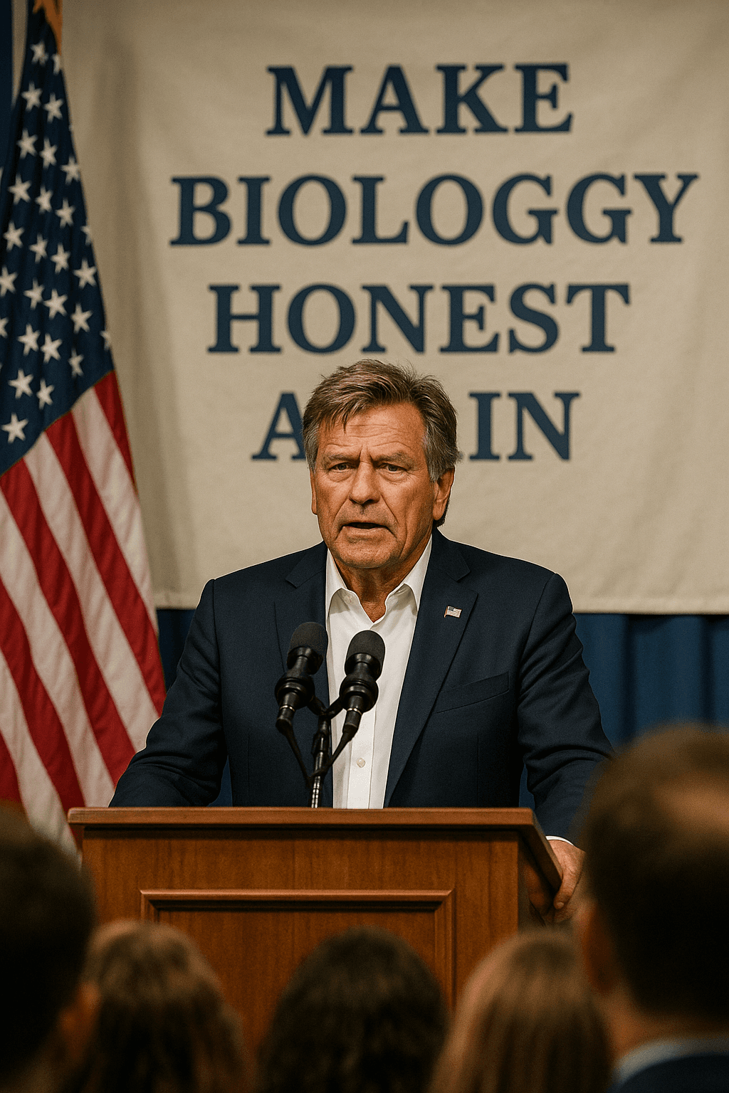 The Secretary at a podium